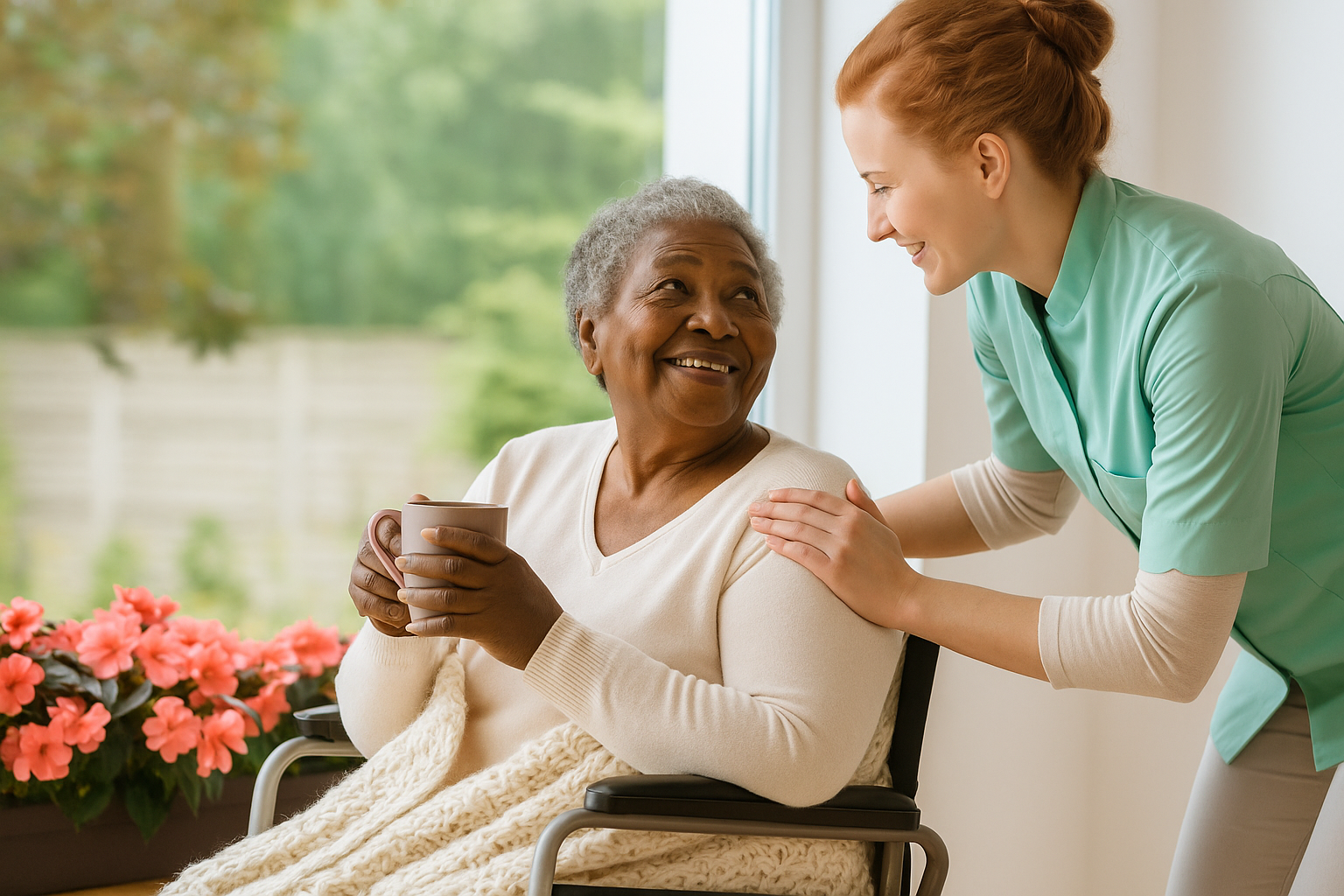 Professional caregiver assisting senior in Gurnee home
